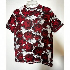 Floral Red and White Short Sleeve Tee
